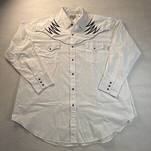 ELY Diamond Shirt Mens XXLarge White Pearl Snap Western Rodeo Bolt Black‎